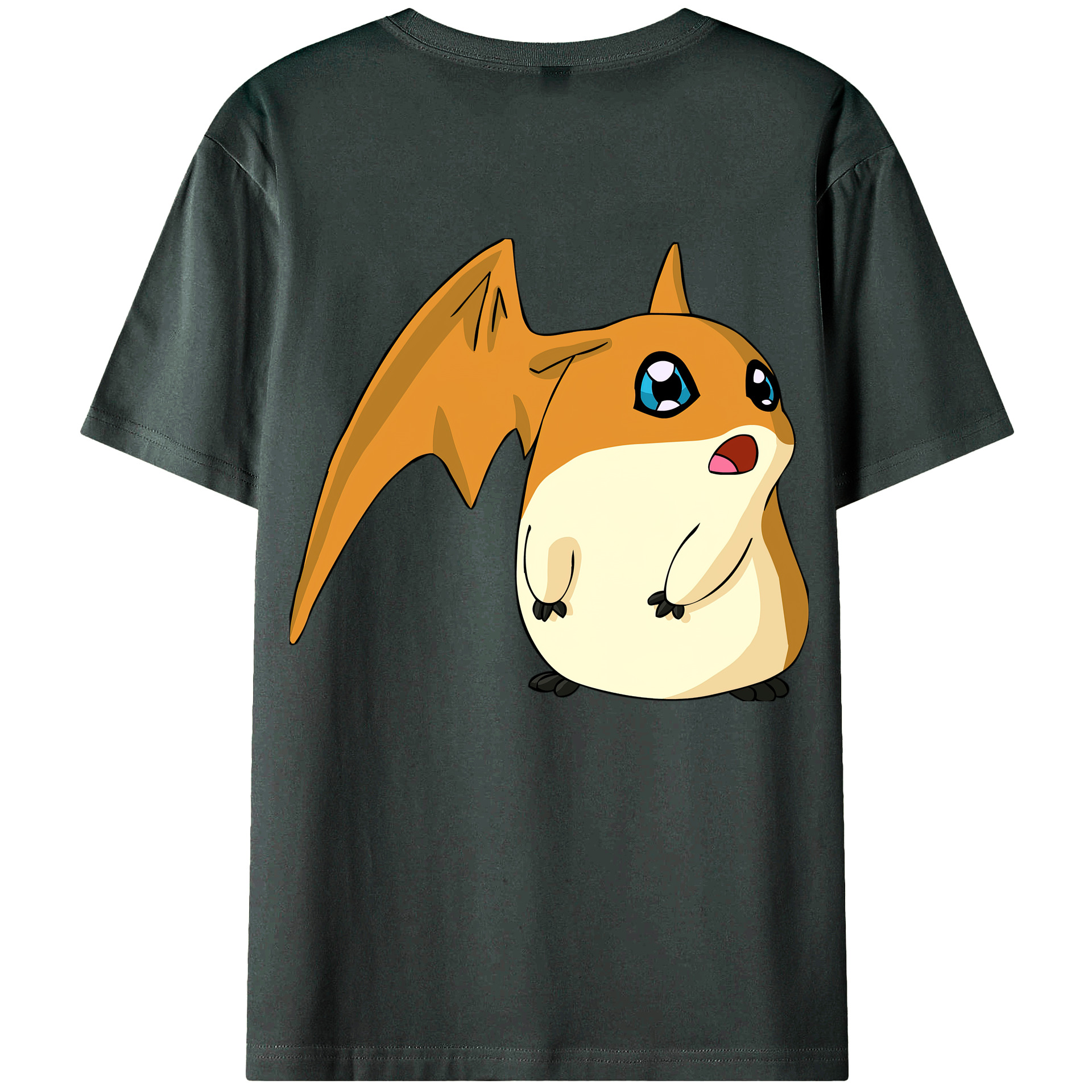 （画像用） Digimon デジタルモンスター/デジモン 綿100％ メンズ半袖Tシャツ（バックプリント） 通気性